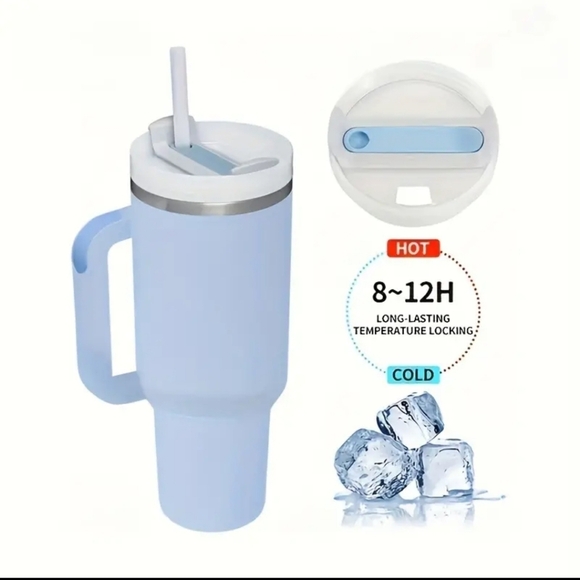 New blue 40oz Stainless Steel Insulated Tumbler with Handle and Lid and straw - Picture 1 of 1